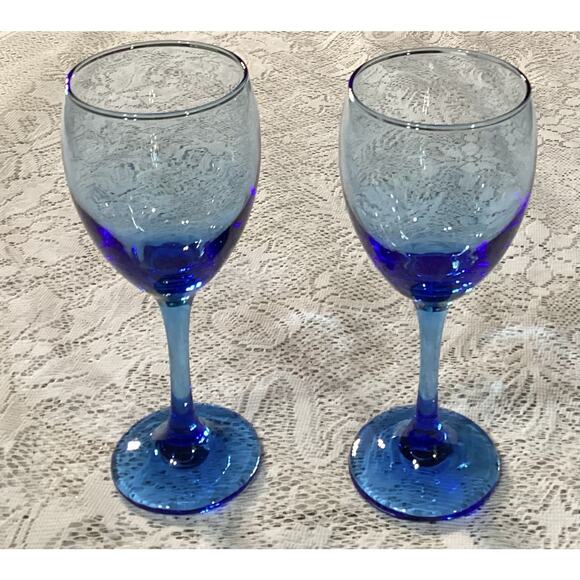 2 CRISTAR Cobalt Blue Wine Glasses Water Goblets 10 oz Copa Versalles Columbia - Picture 4 of 8